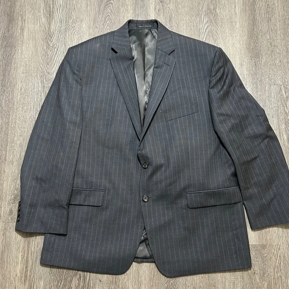 Lauren‎ Ralph Lauren Suit 44S Pants 38X29 Charcoal Grey Pinstripe Wool 2-Piece